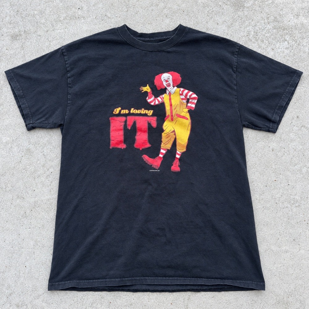 Bordello Pennywise Ronald McDonald Im Loving IT Horror Parody T Shirt Black